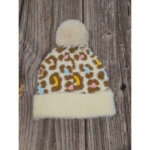 Cat & Jack Outerwear Multi Colored Cheetah Pom Winter Hat NWT (185)